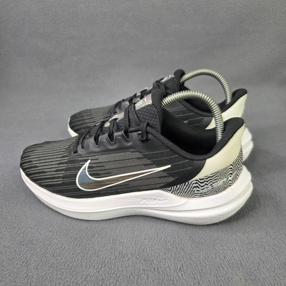 Nike Shoes Womens Size 8 Winflo 9 Premium Black White Mesh Running Sneakers
